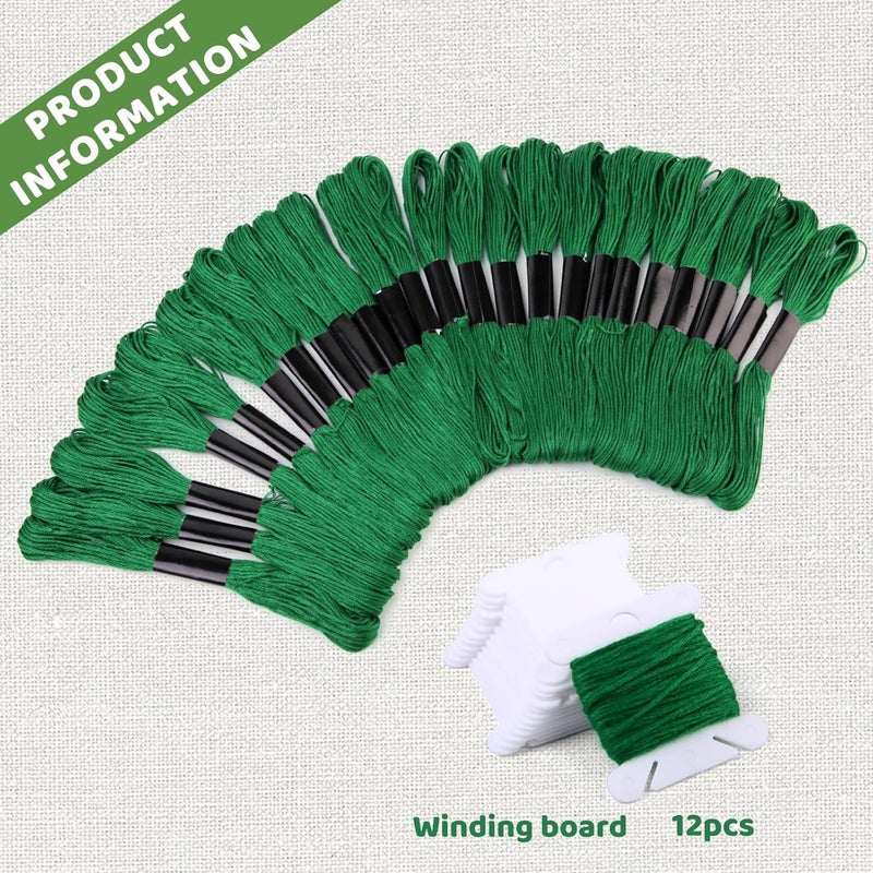 Dercuy 24 Skeins Green Embroidery Floss, Embroidery Thread, Friendship Bracelet String with Floss Bobbins, Cross Stitch for DIY Making, Embroidery Crafts - Image 3